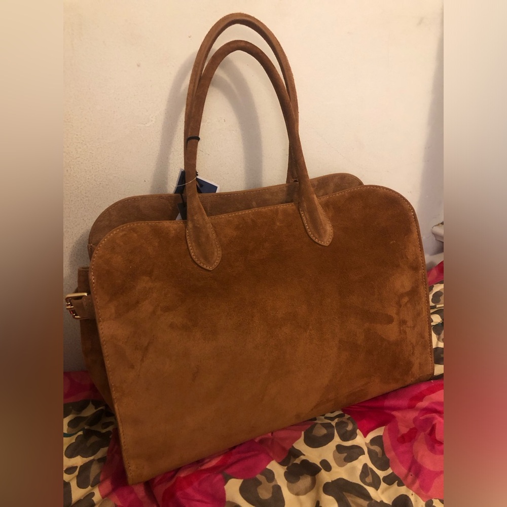 CLAUDIA FIRENZE Cocco Made In Italy Suede Side Gusset Satchel